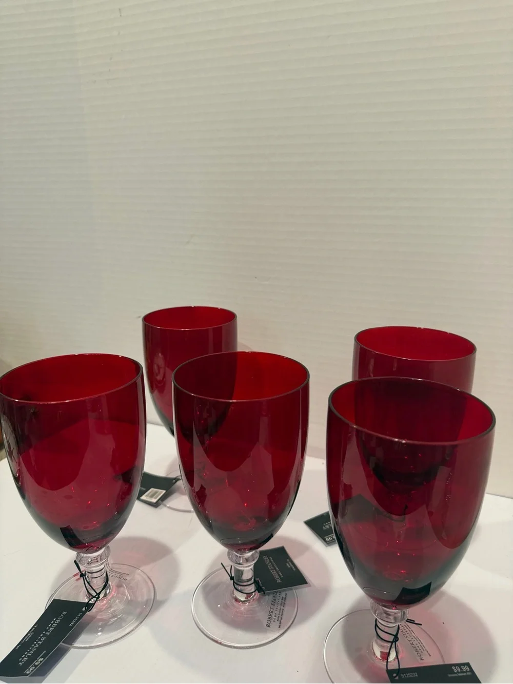 NWT Robert Stanley Home For Christmas 2018 Ruby Red Water Goblets Set of 5 MINT